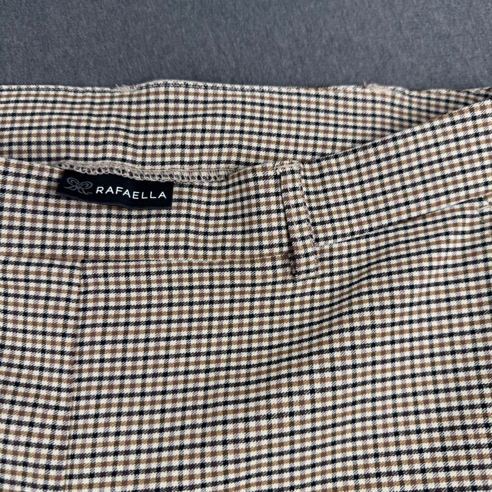 Rafaella Womens Brown Black Houndstooth Plaid Dress Pants‎ Straight Leg Office